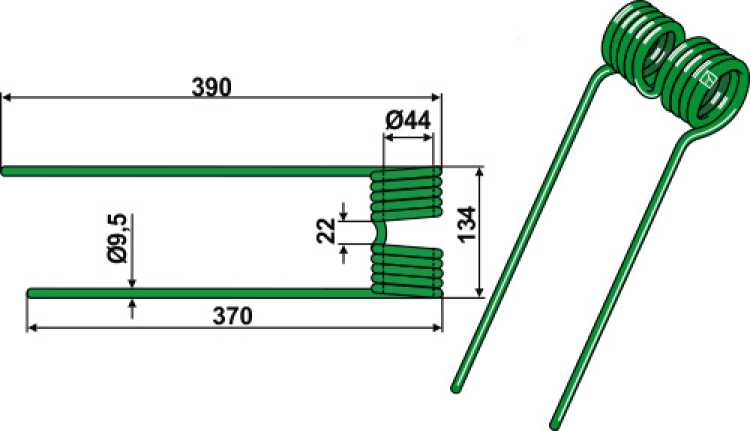Heuwenderzinken Ø9,5 - rechts